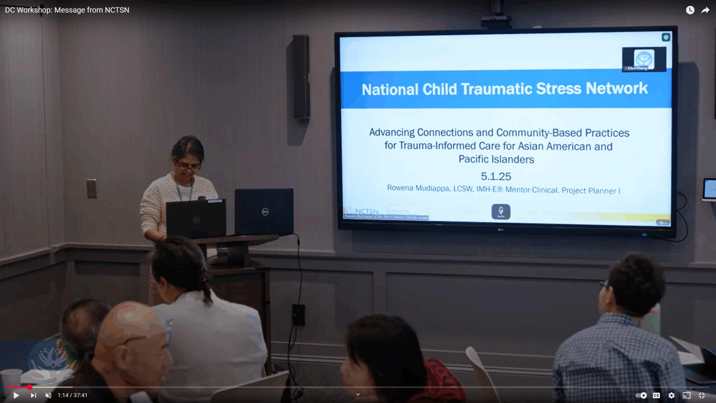 screenshot of Lotus Project Washington DC Workshop Message from National Child Traumatic Stress Network