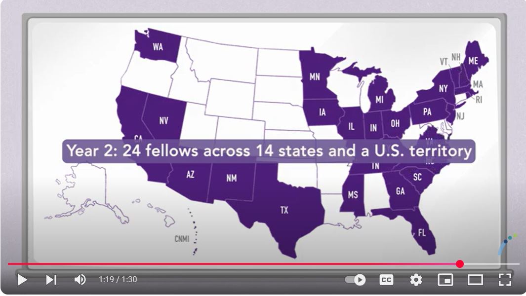 Map of the US showing locations of Access Bridge Fellows in their second year cohort
