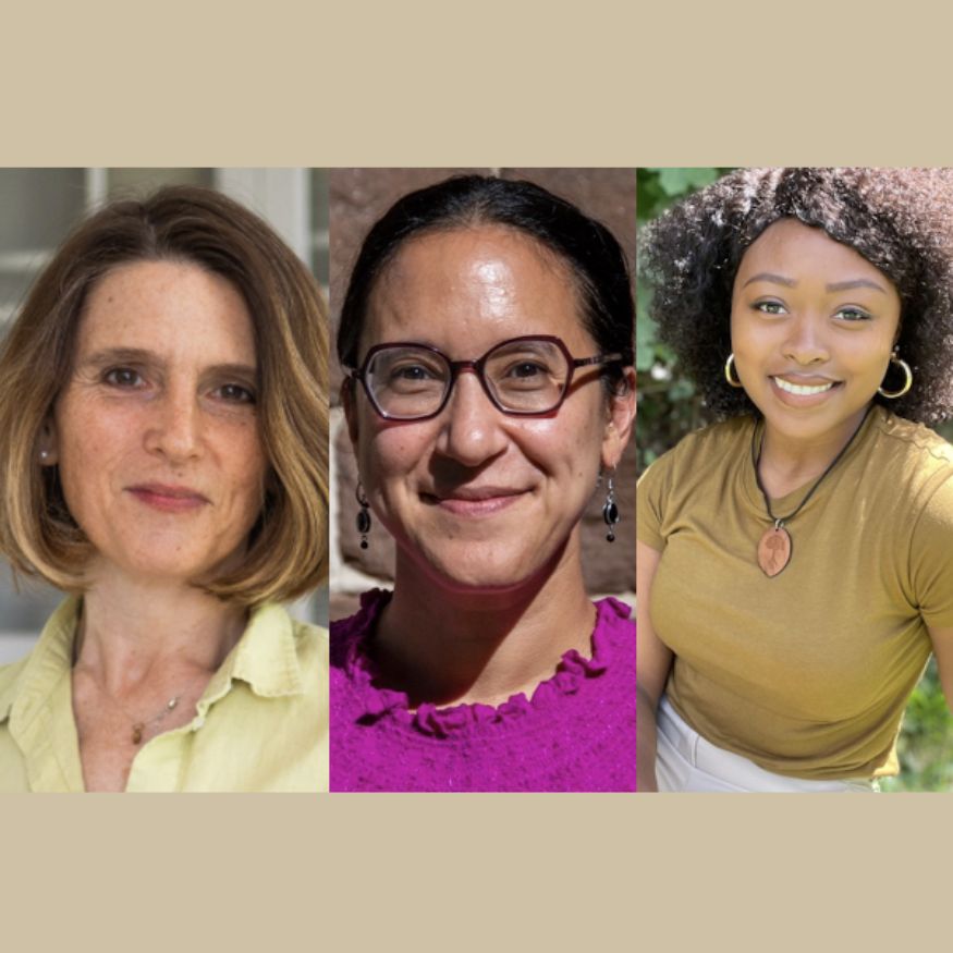 headshots of Ali Ghirose, Christine Caruso and Vetiveah Immanuel, leaders in the in the movement for food justice in Connecticut