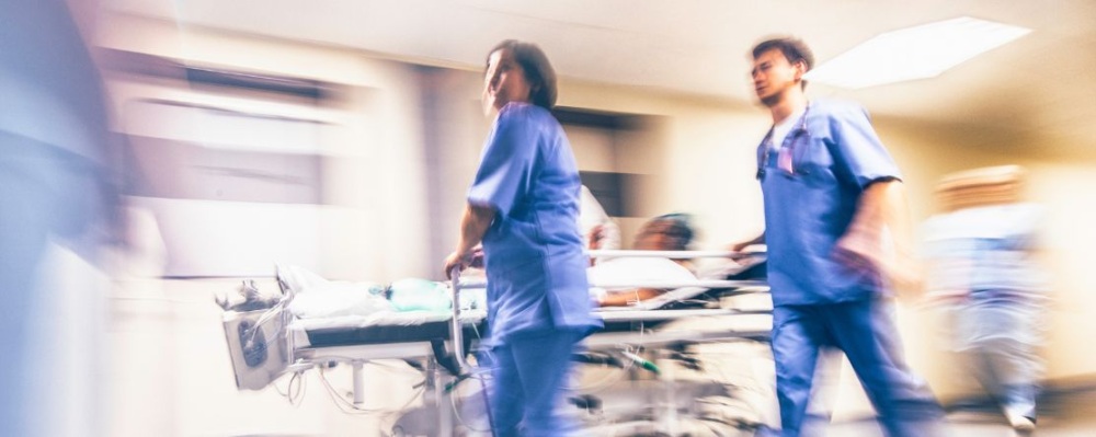 doctors in Emergency department in fast motion blurred photo