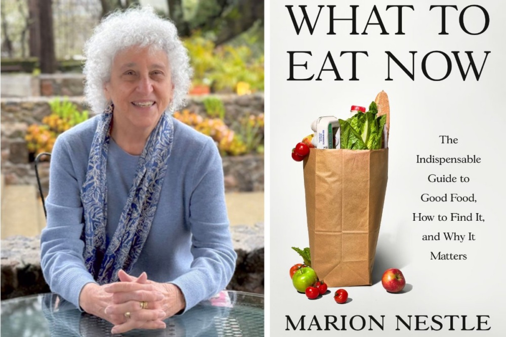 Marion Nestle, and the cover of her book, "What to Eat Now"