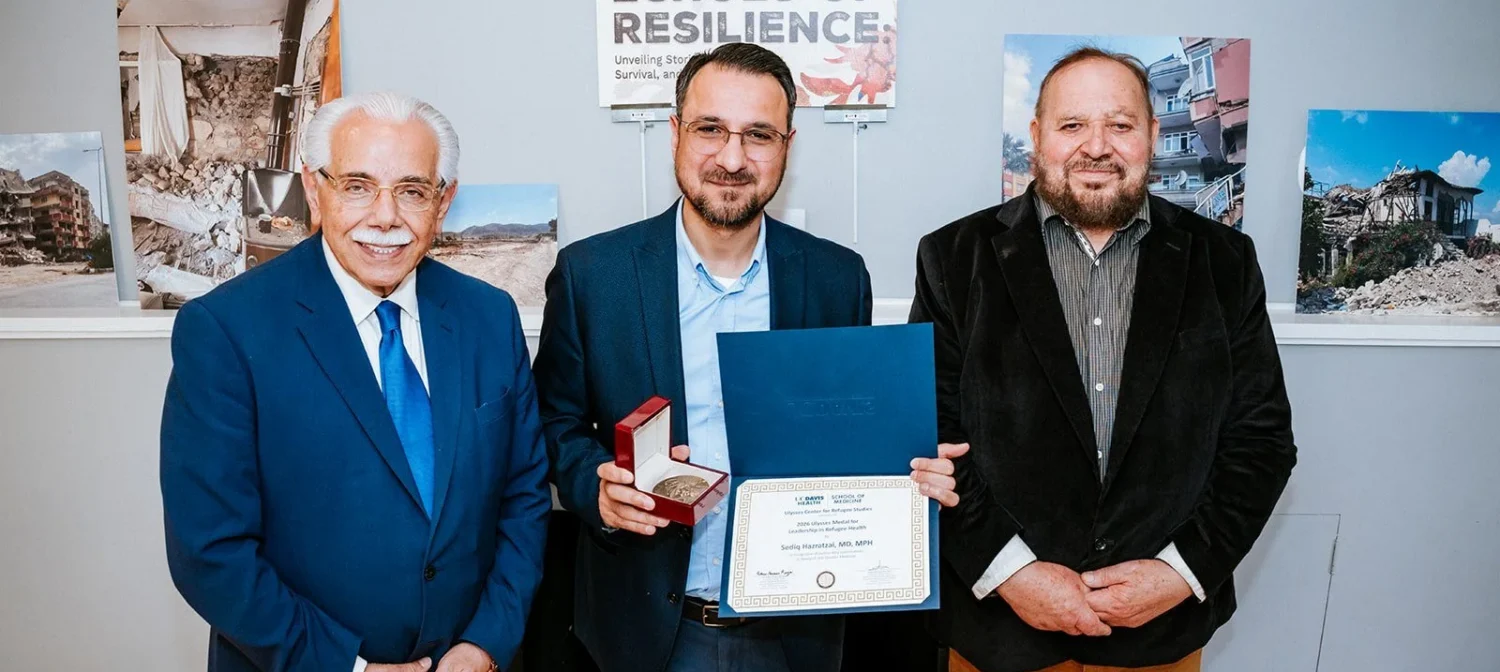 Dr. Mohammad Sediq Hazratzai receives the Ulysses Medal for Leadership in Refugee Health from the University of California Davis School of Medicine’s Ulysses Center for Refugee Studies.